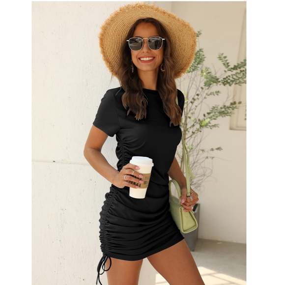 Rouge! Dresses & Skirts - Black Drawstring Tee Dress Mini